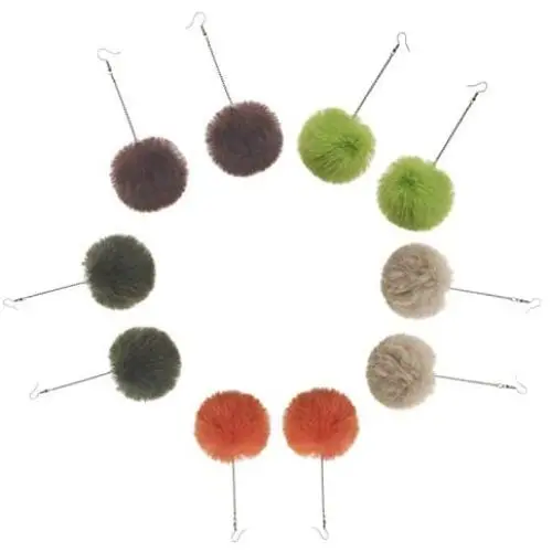 1-5Pairs Colorful Pom Pom Earring Faux Fur Ball Fluffy Earrings Raibowcolors Jewelryset Cute Balls Accessory Lovely Jewelries for Women Girls