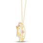 Round Cut White Natural Diamond Accent Two Tone Pig Pendant in 14K Gold Over Sterling Silver
