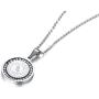 Stainless Steel Circle of Crystal Our Father Lords Prayer English Bible Verse Necklace, Praying Hands Coin Pendant Christian Jewelry