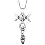 Triple Moon lady Goddess necklace Wicca jewelry Pentagram Spiral pagan witch jewelry with 24'' stainless steel chain witchcraft pendant necklaces