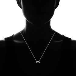 Jewelili Sterling Silver 1/10 Cttw Treated Blue and Natural White Round Diamond Evil Eye Pendant Necklace,17 Cable Chain