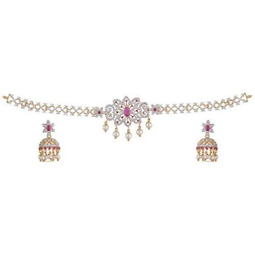 TARINIKA Nakshatra CZ Necklace Set with Pearls for Women and Girl