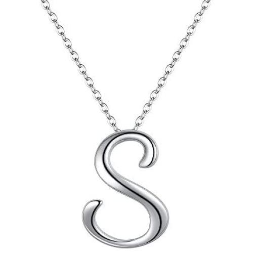 EVER FAITH Initial Necklace 925 Sterling Silver 26 Letters Alphabet Pendant Necklace Personalized Charm Jewelry Gift for Women