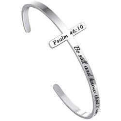 M MOOHAM Cross Bracelet Christian Gifts for Women - Engraved Quote Religious Cuff Bangle Bible Verse Jewelry Gift for Women Confirmation Baptism Gifts Christian Bracelet