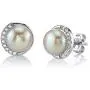 THE PEARL SOURCE 8.5-9mm Genuine White Freshwater Cultured Pearl & Cubic Zirconia Harley Earrings for Women THE PEARL SOURCE 8.5-9mm Genuine White Freshwater Cultured Pearl & Cubic Zirconia Harley Earrings for Women