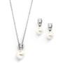 Mariell Cubic Zirconia & Ivory Pearl Wedding Necklace and Earrings Jewelry Set for Bridesmaids & Brides