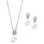 Mariell Cubic Zirconia & Ivory Pearl Wedding Necklace and Earrings Jewelry Set for Bridesmaids & Brides