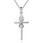 Bolelis 925 Sterling Silver Cross Necklace for Women Infinity Necklace for Girls Love Cross Baptism Pendant Jewelry Gifts for Mom Daughter Family Birthday Valentines or Anniversary
