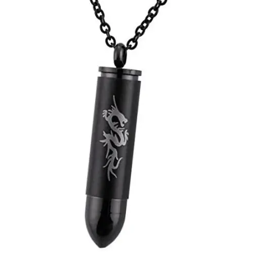 BY Bullet Black Cremation Ashes Urn Necklace Memorial Pendant Keepsake Stainless Steel Jewelry BY Bullet Black Cremation Ashes Urn Necklace Memorial Pendant Keepsake Stainless Steel Jewelry
