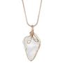 JUNHAN Natural Rock Quartz Pendant Necklace for Women Tumbled Raw Irregular Crystal Wrapped Gold Wire Chakra Gemstone Jewelry with 2 Different Chains