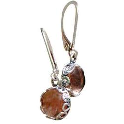 Recycled Antique Pink Depression Glass Sterling Silver Botanical Collection Leverback Earrings