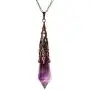 Bivei Retro Brass 12 Faceted Prism Chakra Necklace Witch Dowsing Pendulum Gemstone Quartz Point Top Healing Crystal Pendant Divination Reiki Antique Gift