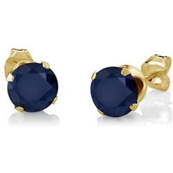 Gem Stone King 3.05 Ct Blue Sapphire Diamond 18K Yellow Gold Plated Silver Pendant Earrings Set