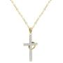AMATA FINE JEWELRY 18K Gold Plated Sterling Silver Necklace, Studded with Swarovski Crystals Cross, 18''+2'' Chain Necklace with a Gold Plated Sterling Silver Ring.