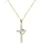 AMATA FINE JEWELRY 18K Gold Plated Sterling Silver Necklace, Studded with Swarovski Crystals Cross, 18''+2'' Chain Necklace with a Gold Plated Sterling Silver Ring. AMATA FINE JEWELRY 18K Gold Plated Sterling Silver Necklace, Studded with Swarovski Crystals Cross, 18''+2'' Chain Necklace with a Gold Plated Sterling Silver Ring.