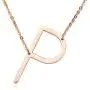 RINHOO Stainless Steel Large Silver Initial Alphabet 26 Big Letters Script Name Pendant Chain Necklace from A-Z