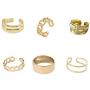 6 Pcs Chunky Gold Open Rings Boho Adjustable Statement Rings Set Gothic Punk Gold Brass Chunky Twisted Chain Geometric Rings for Women Girl Jewelry