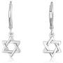 Marina Meiri Sterling Silver Star of David Dangle Hanging Earrings with Leverback Clasp Hook