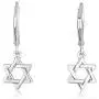 Marina Meiri Sterling Silver Star of David Dangle Hanging Earrings with Leverback Clasp Hook Marina Meiri Sterling Silver Star of David Dangle Hanging Earrings with Leverback Clasp Hook