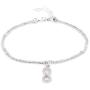 Vanbelle Sterling Silver Jewelry Beaded Multi Layer Chain Bracelet & Hanging Infinity Charm with Cubic Ziconia Stones and Rhodium Plated for Women and Girls
