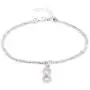Vanbelle Sterling Silver Jewelry Beaded Multi Layer Chain Bracelet & Hanging Infinity Charm with Cubic Ziconia Stones and Rhodium Plated for Women and Girls