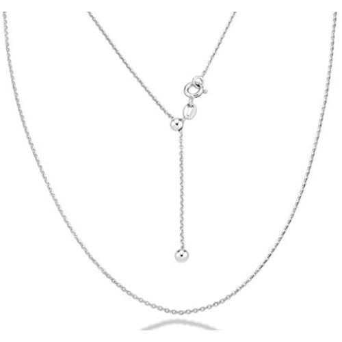 Miabella 925 Sterling Silver Italian 1.3mm Adjustable Solid Diamond Cut Thin Bolo Cable Chain Necklace for Women, Slider Chain 14-24 Inch Made in Italy