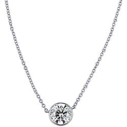 The Diamond Channel Certified Brilliant-Cut Diamond Bezel-Set Necklace in White, Yellow or Rose Gold (K-L Color, I2-I3 Clarity) - 16'' 2'' Extender - Choice of Carat Weights