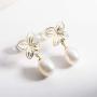Pearl Dangle Drop Earrings Freshwater Cultured White Pearl Sterling Silver Hook Earrings Jewelry Gifts for Women Girls Wife