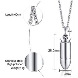 VNOX Stainless Steel Bullet Pendant Necklace for Men Women,Black