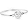 925 Sterling Silver Open Yoga Om, Ohm, Aum, Sanskrit Round Openable Hook Bangle Bracelet 7.5''