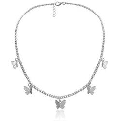 Kercisbeauty Silver Gold Butterfly Necklace for Women Ladies Girls Gift Her Jewelry Butterfly Choker