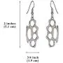Brass Knuckles Polished Silver Finish Dangle Earrings Brass Knuckles Polished Silver Finish Dangle Earrings
