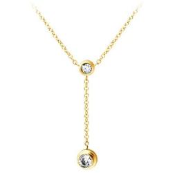 555Jewelry Womens Stainless Steel Lariat Y Drop Layer Round CZ Pendant Necklace