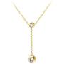 555Jewelry Womens Stainless Steel Lariat Y Drop Layer Round CZ Pendant Necklace