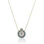 DAHI SHOP Turkish Greek Third Evil Eye Necklace Hamsa Hand of Fatima Delivered With Jewelry Gift Box Natural Gemstone 16'' Chain Gold-tone + 2'' Extender