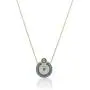 DAHI SHOP Turkish Greek Third Evil Eye Necklace Hamsa Hand of Fatima Delivered With Jewelry Gift Box Natural Gemstone 16'' Chain Gold-tone + 2'' Extender