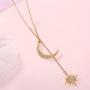 Feximzl Fashion Shiny Crystal Star Moon White Gold Color Drop Earrings Jewelry for Women Earring Jackets