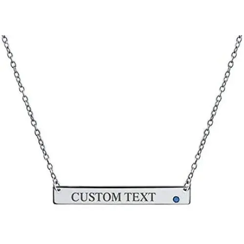 Personalized Customizable Initial Horizontal Sideway Flat Bar Name Plate Pendant Necklace For Teen Women Teens .925 Sterling Silver 12 Birthday Month Crystal Accent Colors Personalized Customizable Initial Horizontal Sideway Flat Bar Name Plate Pendant Necklace For Teen Women Teens .925 Sterling Silver 12 Birthday Month Crystal Accent Colors