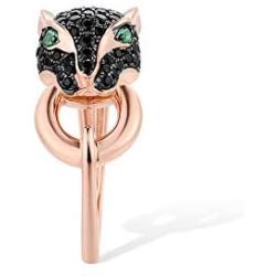 Santuzza Black Panther Spinel Rose Gold 14K Plating Rings for Women 925 Sterling Silver Leopard Head Ring
