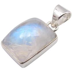 SilverStarJewel Blue Rainbow Moonstone Pendant 1'' 3.0 Grams 925 Fine Silver Latest Style