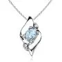 Shell Style Oval Aquamarine and Diamond Pendant Necklace in Silver (4x3mm Aquamarine) Shell Style Oval Aquamarine and Diamond Pendant Necklace in Silver (4x3mm Aquamarine)