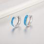 JRSIAL Small Hinged Opal Hoop Earrings Silver Plated Fashion Jewelry for Women Party Fashion Dainty Earring Gifts Unisex