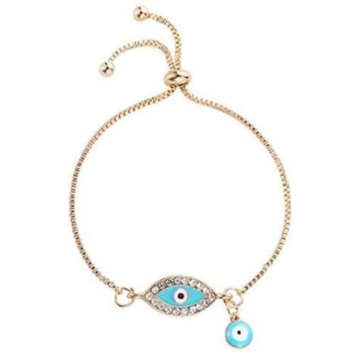 Fuqimanman2020 Bohemian Evil Eye Bracelet Dainty Faux Pearl Beaded Earrings Gold Bling Crystal Rhinestone Bracelets for Women Girls Jewelry