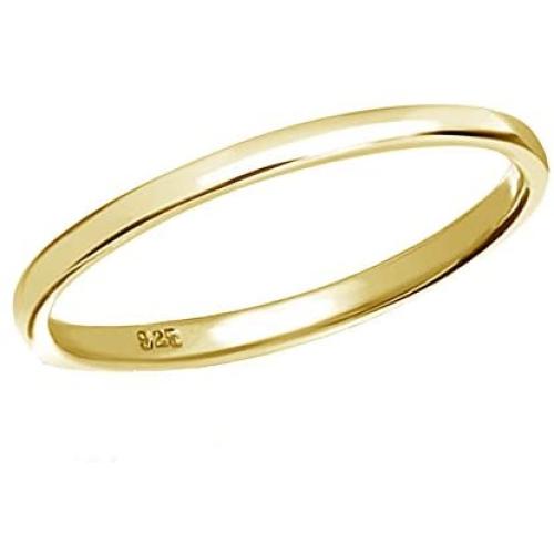 Sterling Silver or 14K Gold-Plated Baby Ring (2mm Band)