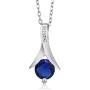 Gem Stone King 925 Sterling Silver Simulated Sapphire Pendant Necklace and Earrings Set 2.40 Cttw Round with 18 Inch Silver Chain