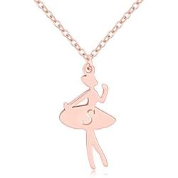MANZHEN Rose Gold Ballerina Dancer Recital Gift Ballet Dance with Initial Alphabet Pendant Necklace Girls Jewelry (S)