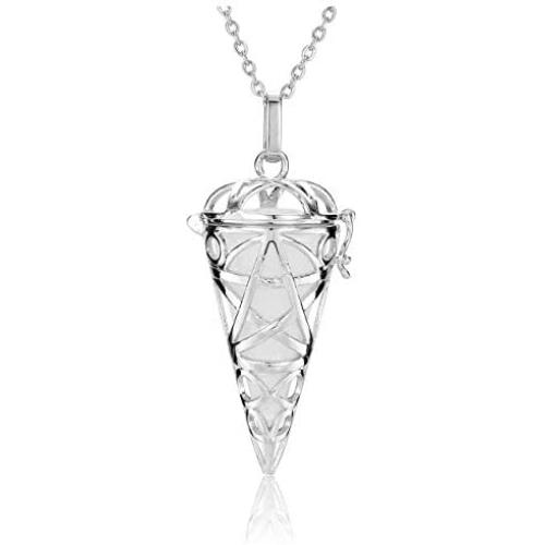 MANIFO Crystal Locket Pendant Necklace Reiki Healing Gemstone Point Necklaces Jewelry