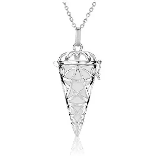 MANIFO Crystal Locket Pendant Necklace Reiki Healing Gemstone Point Necklaces Jewelry
