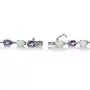 Ice Gems Sterlilng Silver Gemstone and Created White Opal 7x5mm Oval-Cut Tennis Bracelet