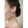 SWEETV Cubic Zirconia Teardrop Wedding Earrings for Brides Bridesmaid,Crystal Bridal Drop Dangle Earrings for Women, Wedding Bridal Jewelry